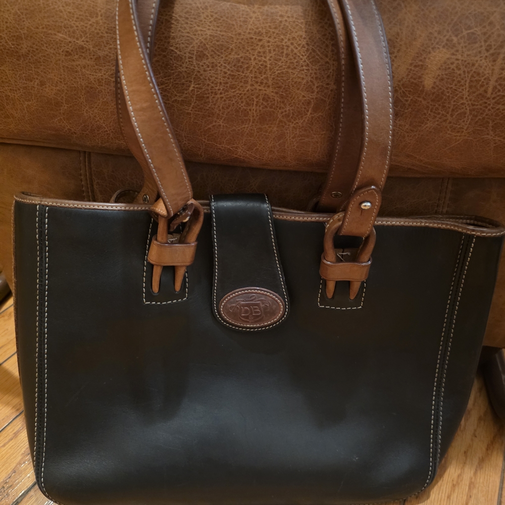 Dooney & Bourke Black and Brown Leather Tote